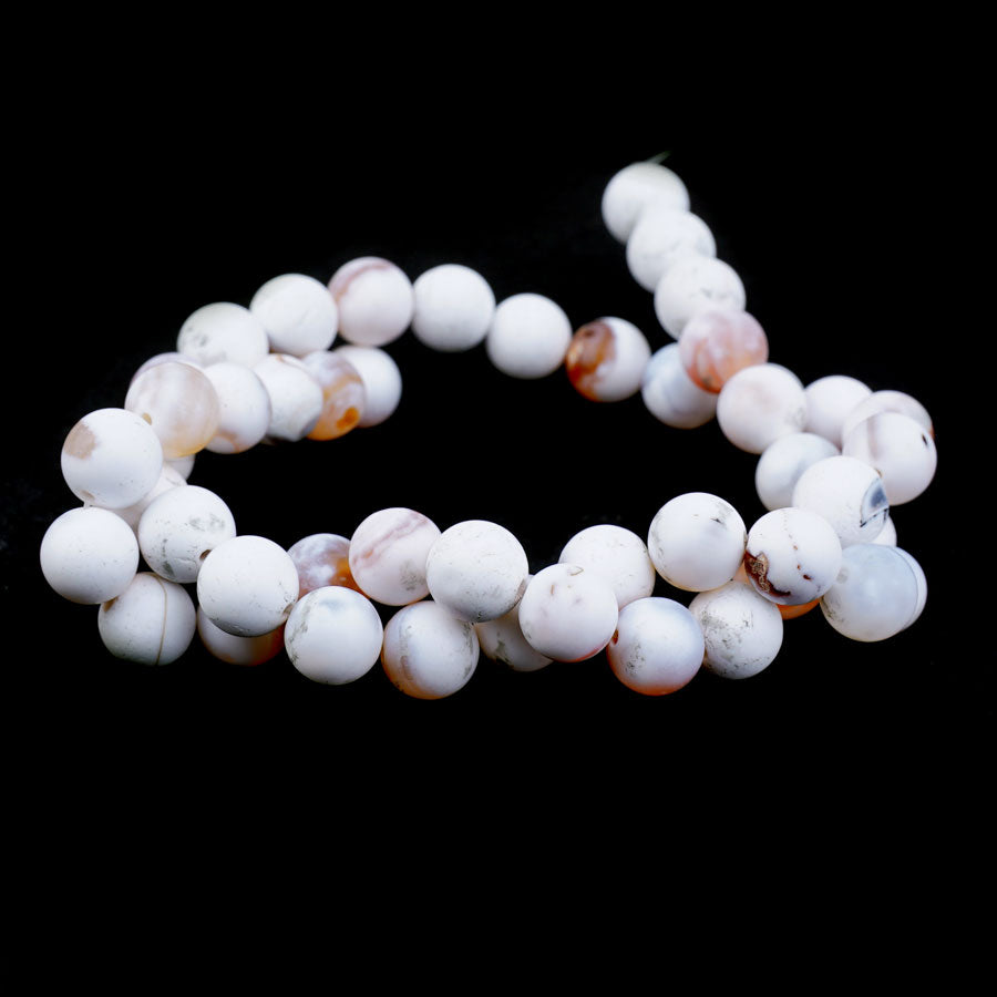 White Porcelain Agate 8mm Matte Round - Limited Editions - 15-16 inch
