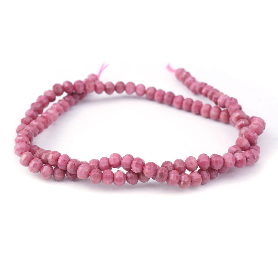 Wood Rhodonite 4mm Lantern Faceted A Grade - 15-16 Inch