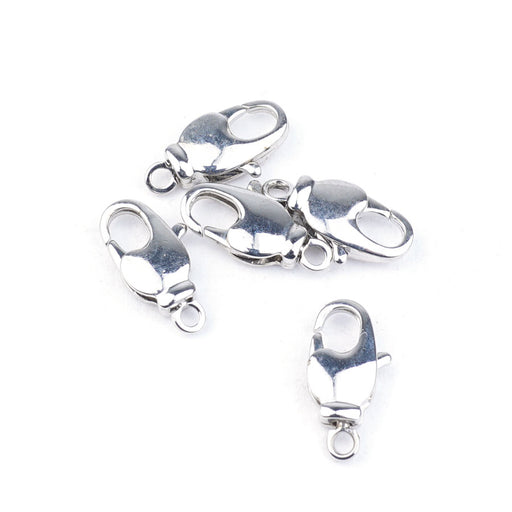 9mm Silver-Plated Swivel Lobster Clasps - 5 Pack