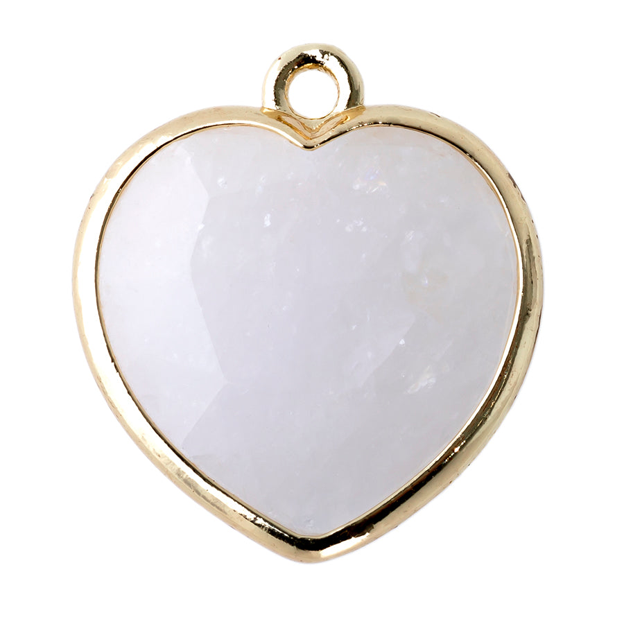 17x19mm Gold Plated Faceted Gemstone Heart Charm/Pendant - Crystal