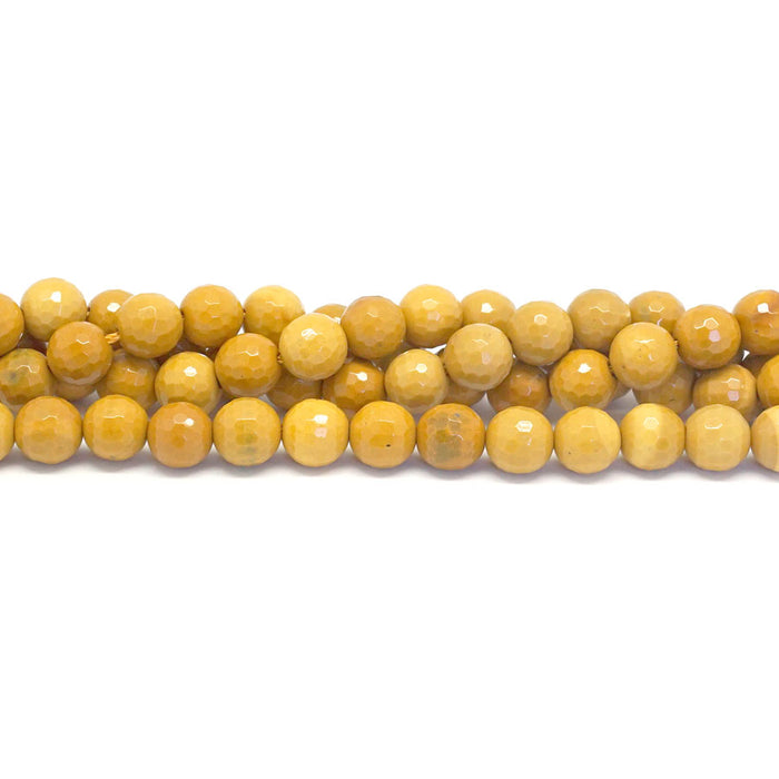 Yellow Mookaite 8mm Faceted Round - 15-16 Inch