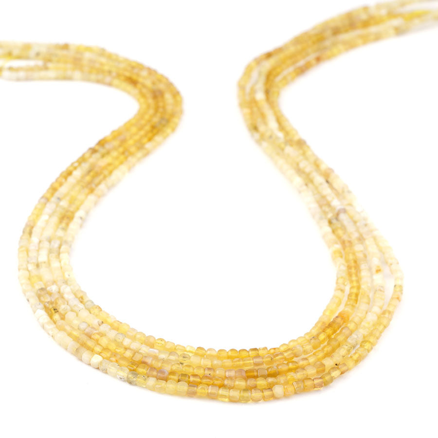 Yellow Opal 2mm Table Cut Cube Banded - 15-16 Inch