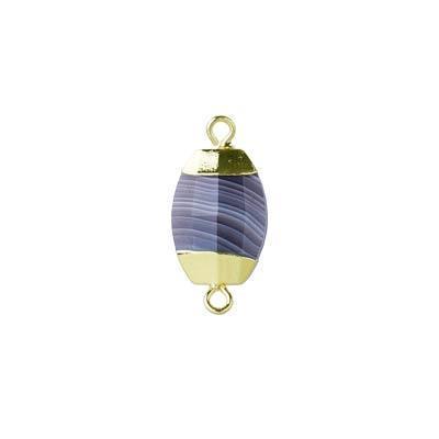 15mm Gold Plated Botswana Agate Faceted Oval Connector
