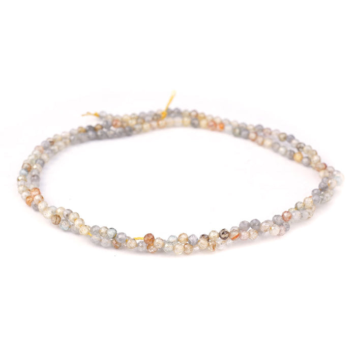 Natural Zircon Grey Gold 2mm Faceted Round A Grade - 15-16 Inch