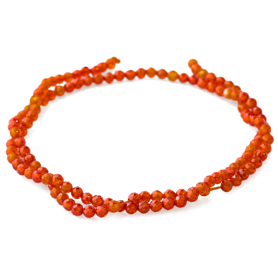 Cubic Zirconia Carnelian 3mm Round Faceted - 15-16 Inch