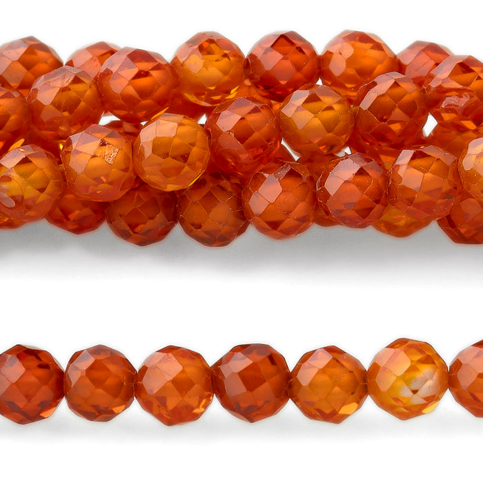 Cubic Zirconia Carnelian 3mm Round Faceted - 15-16 Inch