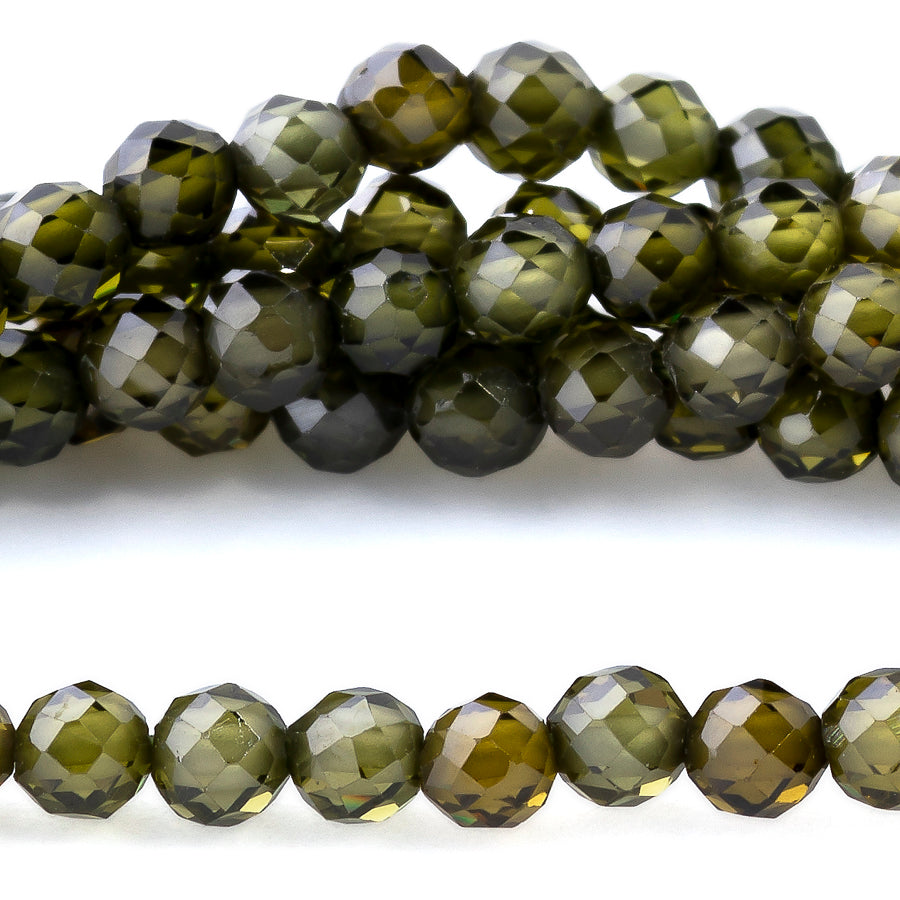 Cubic Zirconia Green 3mm Round Faceted - 15-16 Inch