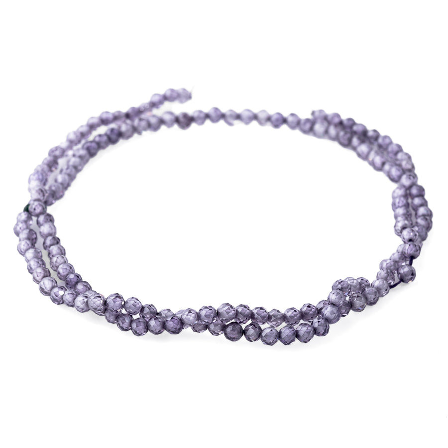 Cubic Zirconia Lavender 3mm Round Faceted - 15-16 Inch