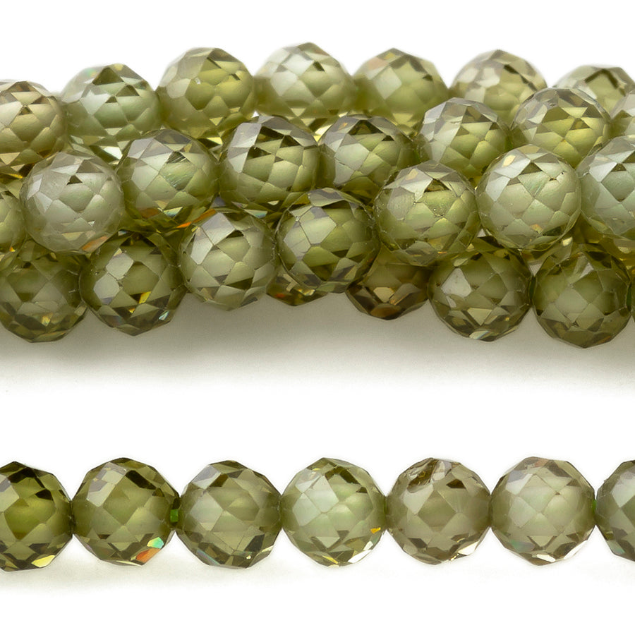 Cubic Zirconia Light Green 3mm Round Faceted - 15-16 Inch