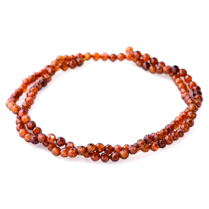 Cubic Zirconia Orange Garnet 3mm Round Faceted - 15-16 Inch