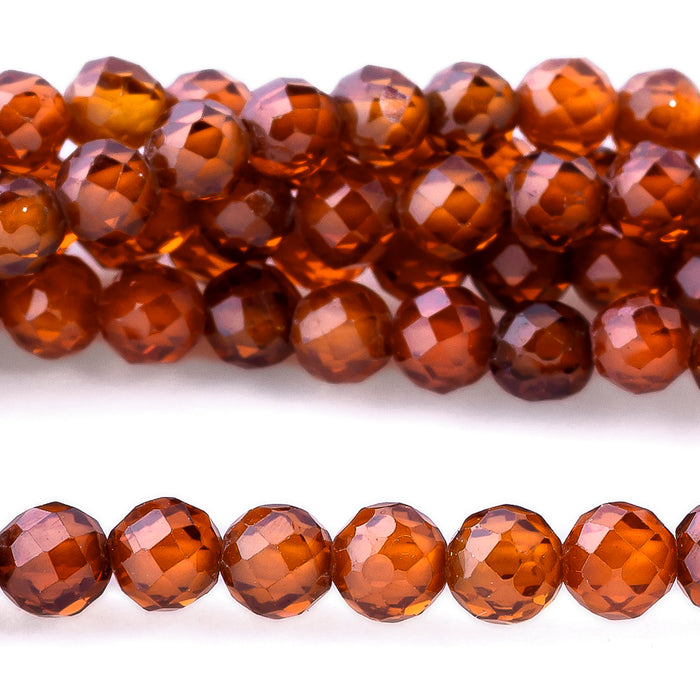 Cubic Zirconia Orange Garnet 3mm Round Faceted - 15-16 Inch