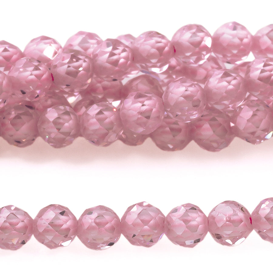 Cubic Zirconia Pink 3mm Round Faceted - 15-16 Inch
