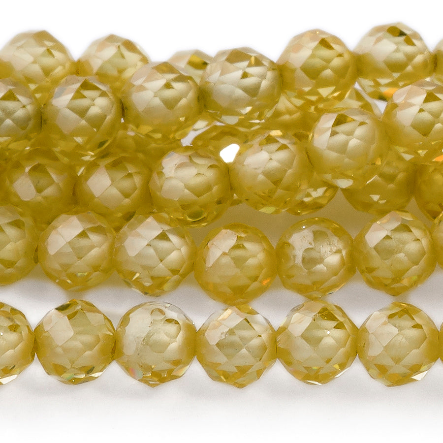 Cubic Zirconia Yellow 3mm Round Faceted - 15-16 Inch