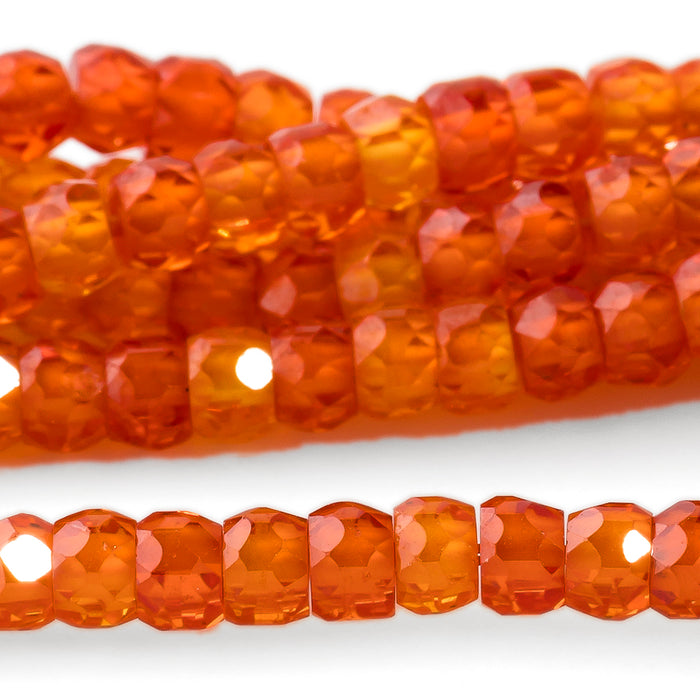 Cubic Zirconia Carnelian 2x3mm Rondelle Faceted - 15-16 Inch