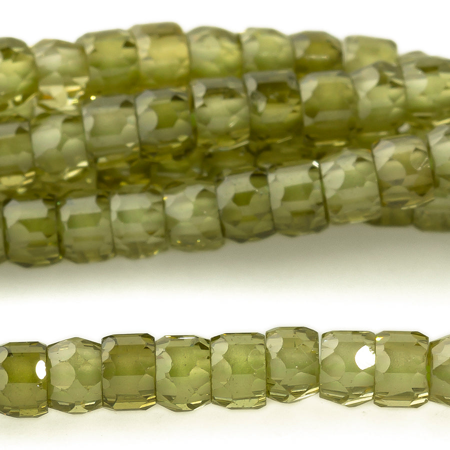 Cubic Zirconia Light Green 2x3mm Faceted Rondelle - 15-16 Inch