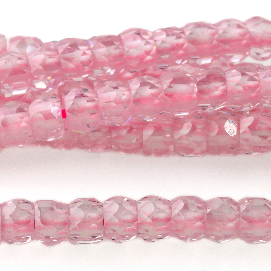 Cubic Zirconia Pink 2x3mm Rondelle Faceted - 15-16 Inch