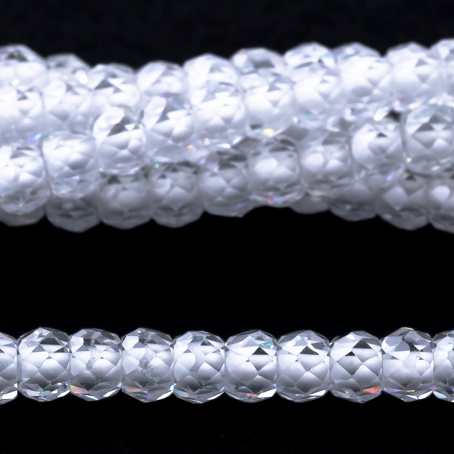 Cubic Zirconia White 2x3mm Rondelle Faceted - 15-16 Inch