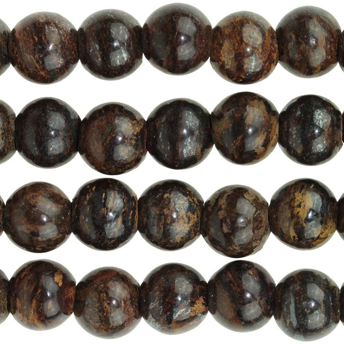 Bronzite 8mm Round Large Hole 8-Inch