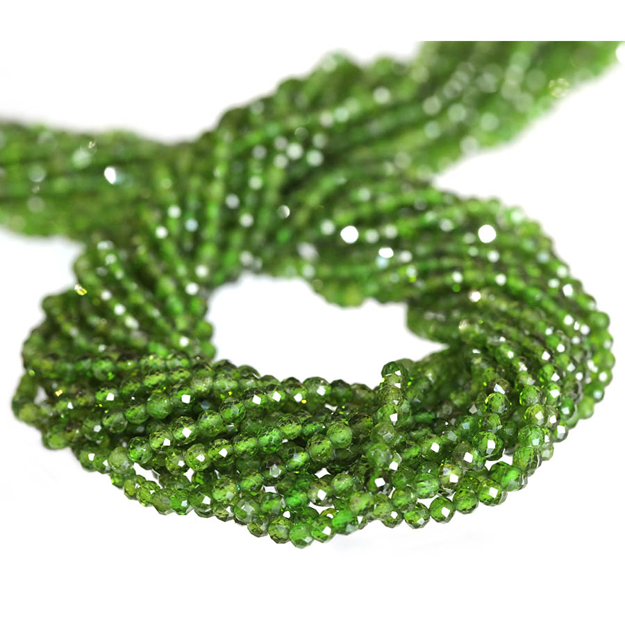 Diopside 3mm Round Faceted AAA Grade - 15-16 Inch