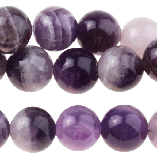 Dog Teeth Amethyst 10mm Round 8-Inch