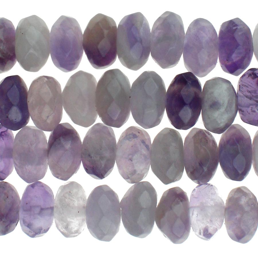 Dog Teeth Amethyst 8mm Faceted Rondelle Large Hole 8-Inch