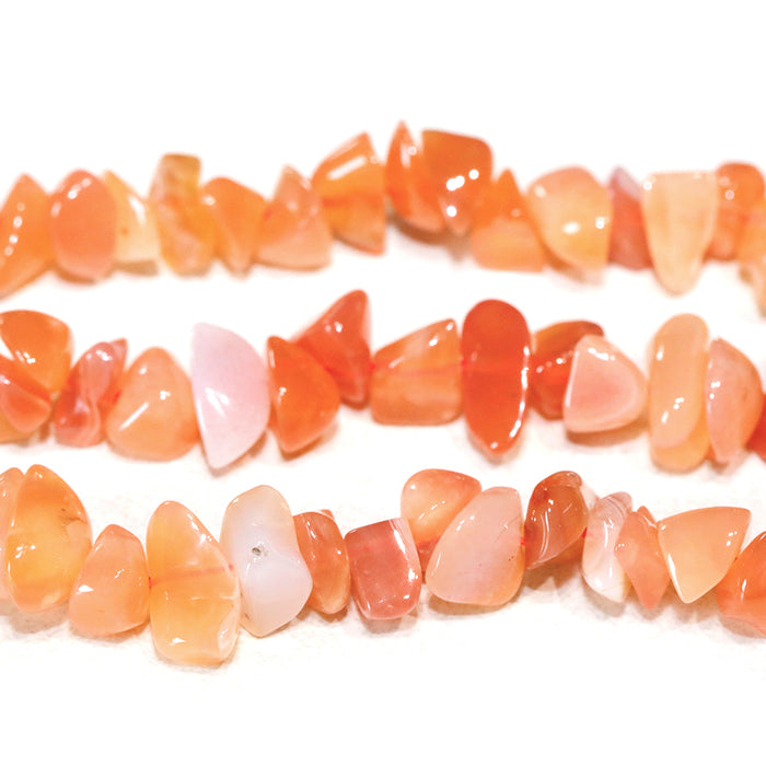 Orange Chalcedony Natural 8-13mm Chips - 15-16 Inch