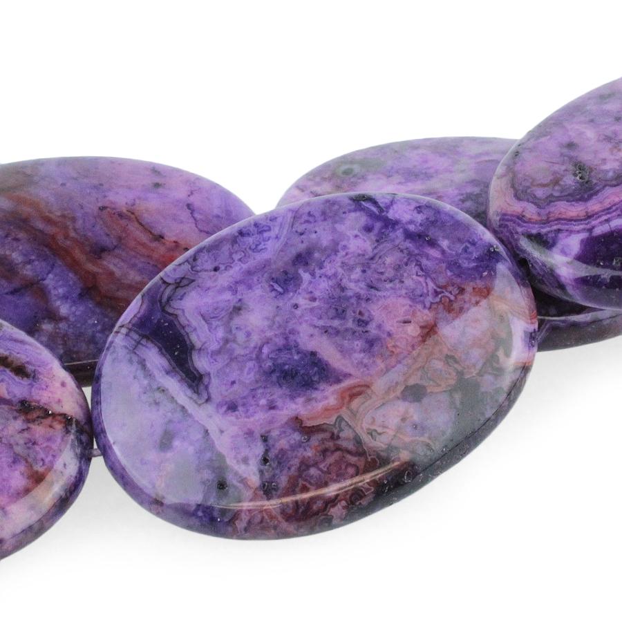 Purple Crazy Lace Agate 30x40mm Oval 8-Inch