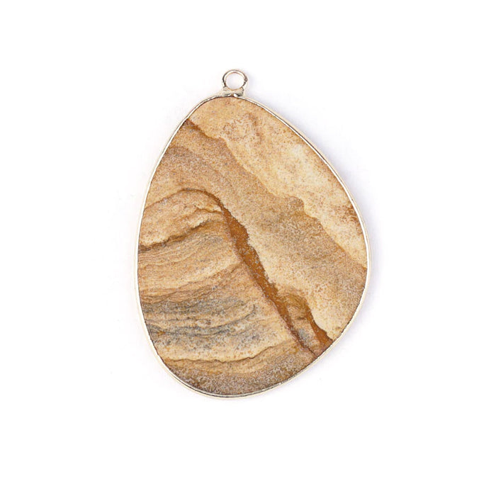 Picture Jasper 27x34mm Slice Gold Plated - Pendant