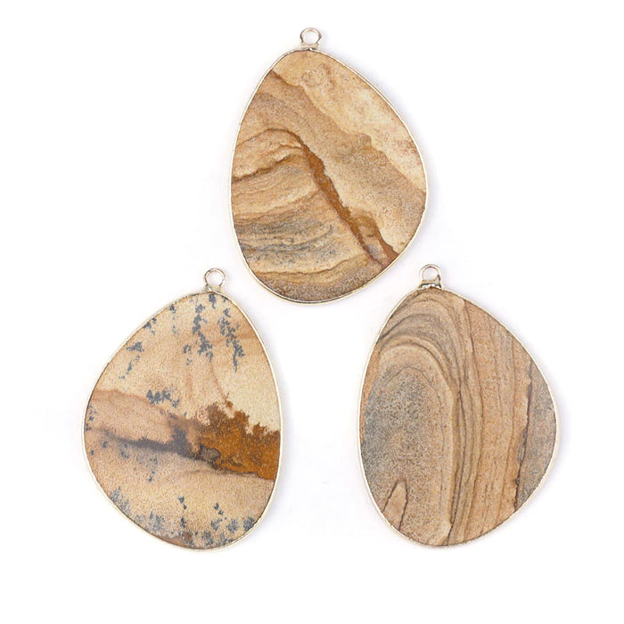 Picture Jasper 27x34mm Slice Gold Plated - Pendant