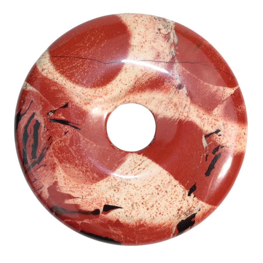 White Lace Red Jasper 40mm Donut Pendant